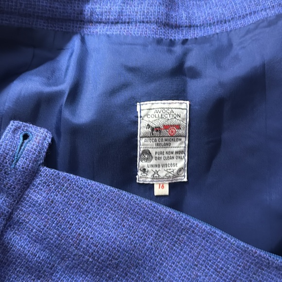 70s VTG Avoca Collection Pure New Wool Coat Jacket & Skirt Set L Made in Ireland - Picture 9 of 9